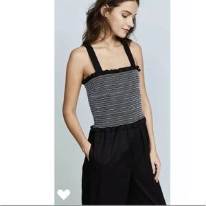 Kisuii Lia Smocked-Bodice Cotton Sundress in Navy Blue S NWOT